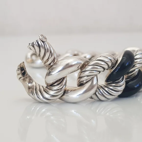David Yurman Belmont Curb Link Bracelet With Black - Picture 9 of 16